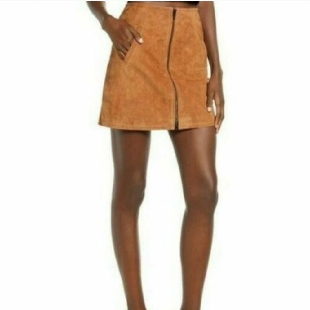 Blank NYC Brown Suede Leather Mini Skirt Sz 27